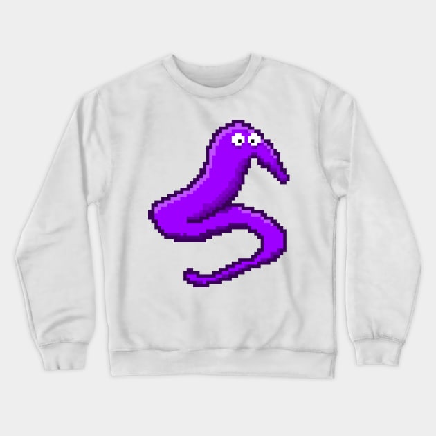 Purple Fuzzy Worm On A String Meme Pixel Art Crewneck Sweatshirt by YourGoods